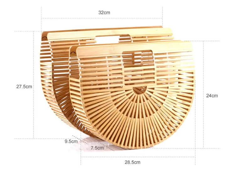 Half Moon Straw Bamboo Bag-Showtown