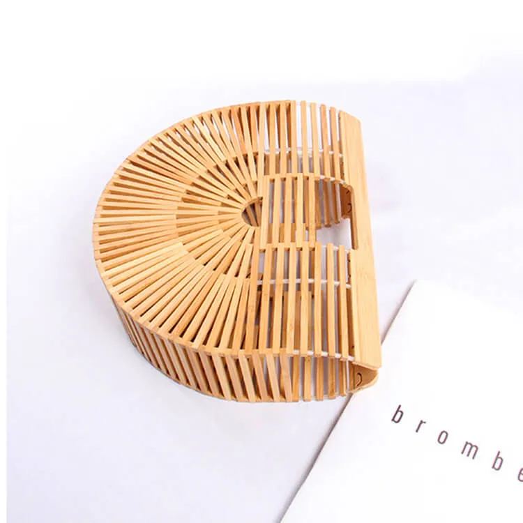 Half Moon Straw Bamboo Bag-Showtown