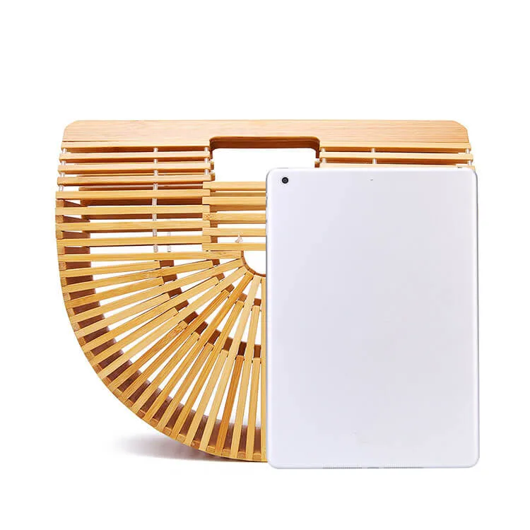Half Moon Straw Bamboo Bag-Showtown