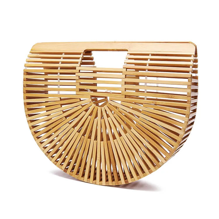 Half Moon Straw Bamboo Bag-Showtown