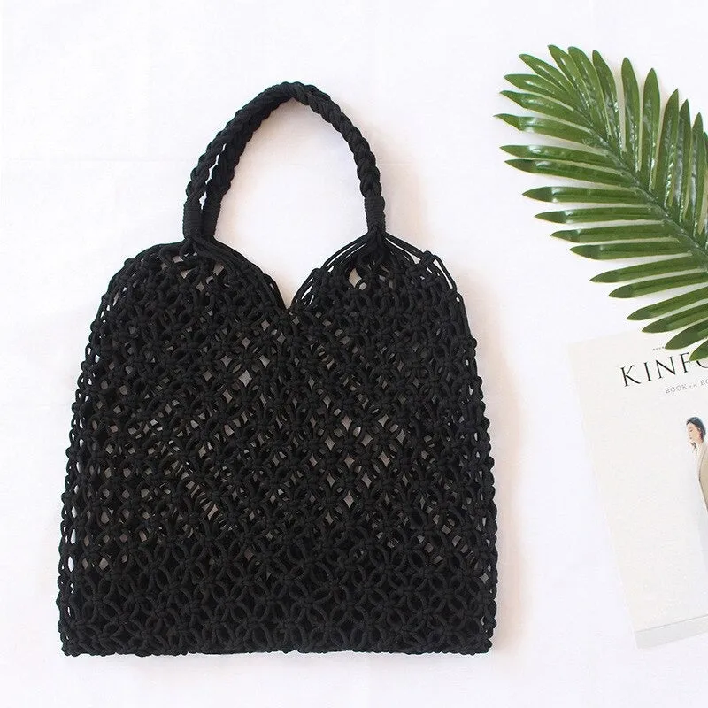 Handmade Hollow Out Summer Woven Straw Beach Bags
