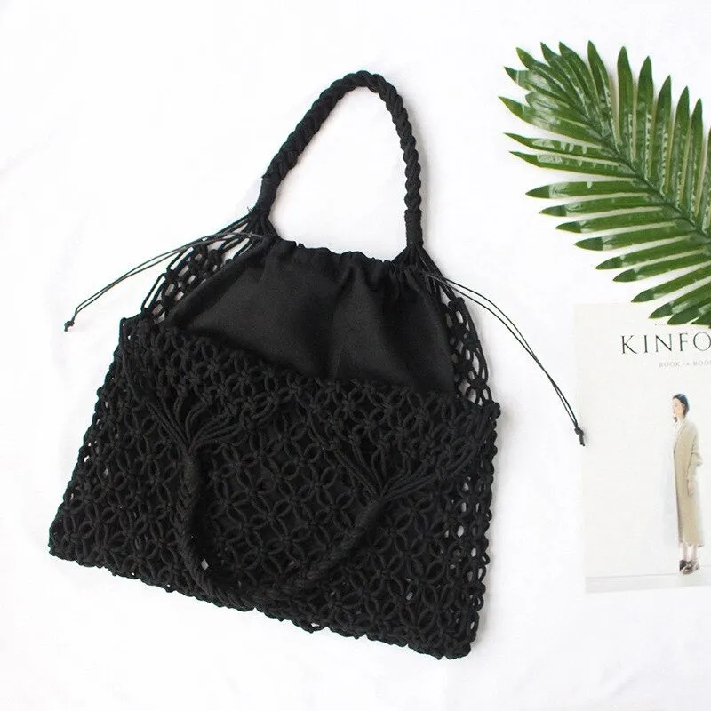 Handmade Hollow Out Summer Woven Straw Beach Bags