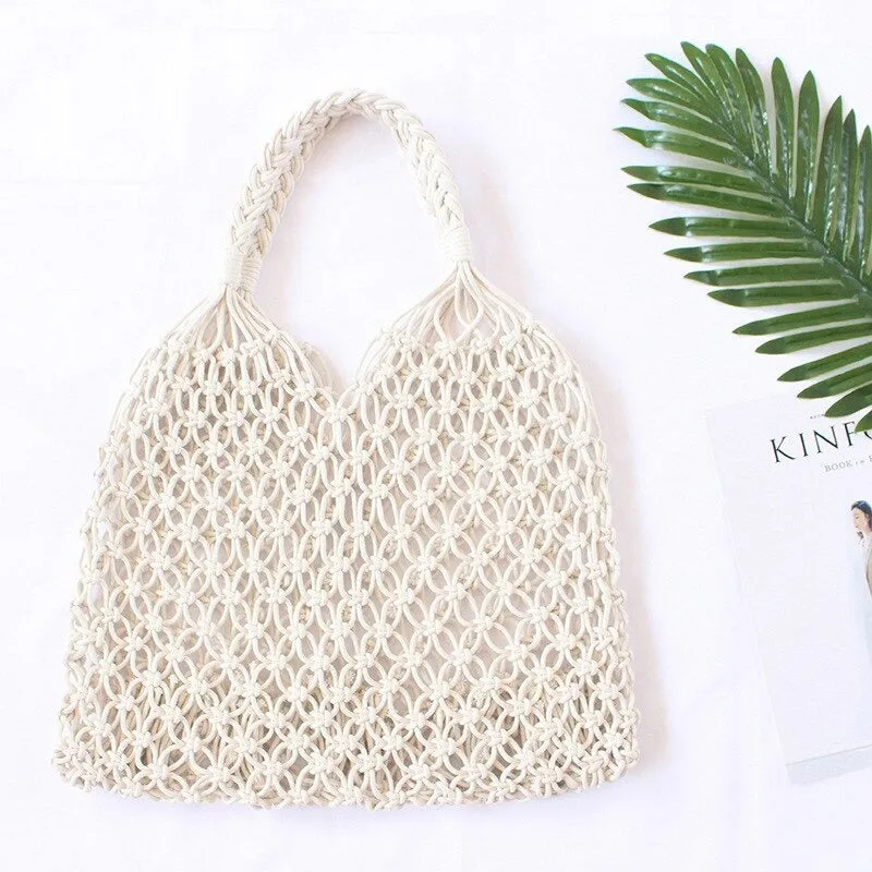 Handmade Hollow Out Summer Woven Straw Beach Bags