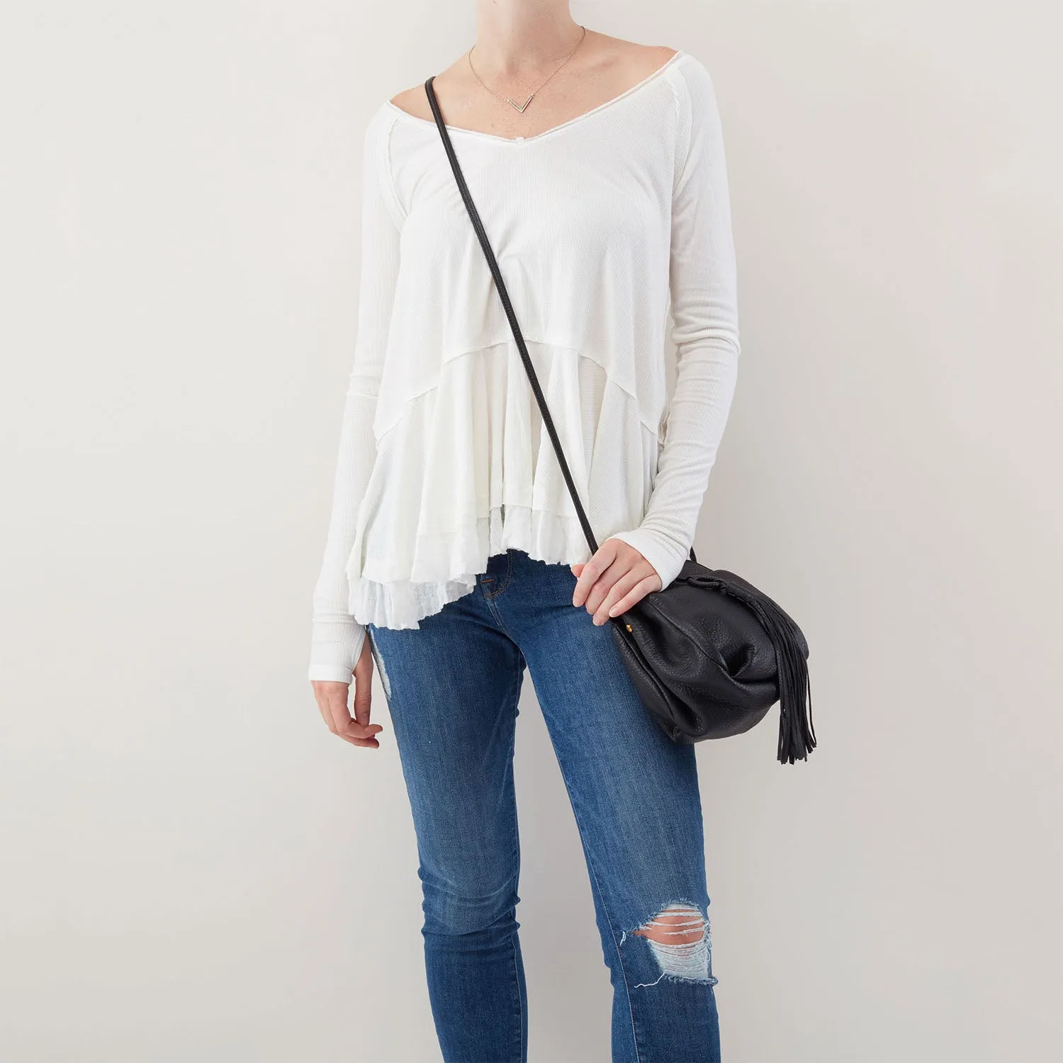 Hobo Birdy Crossbody Black Pebbled Leather