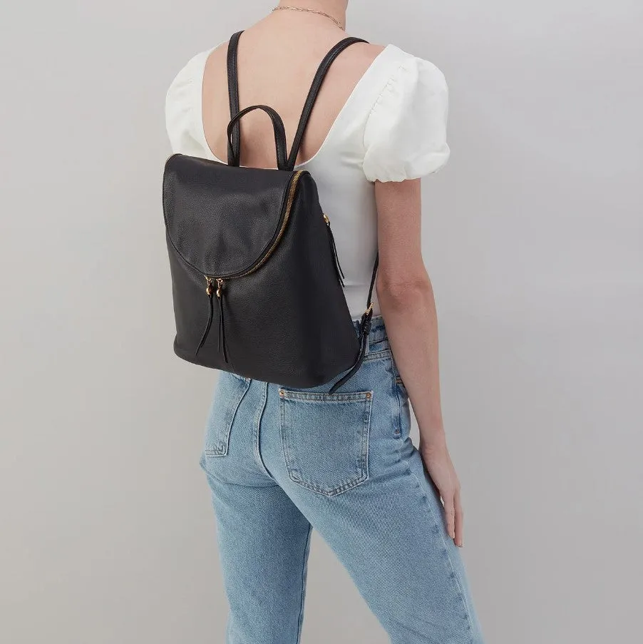 Hobo Fern Backpack Black Pebbled Leather