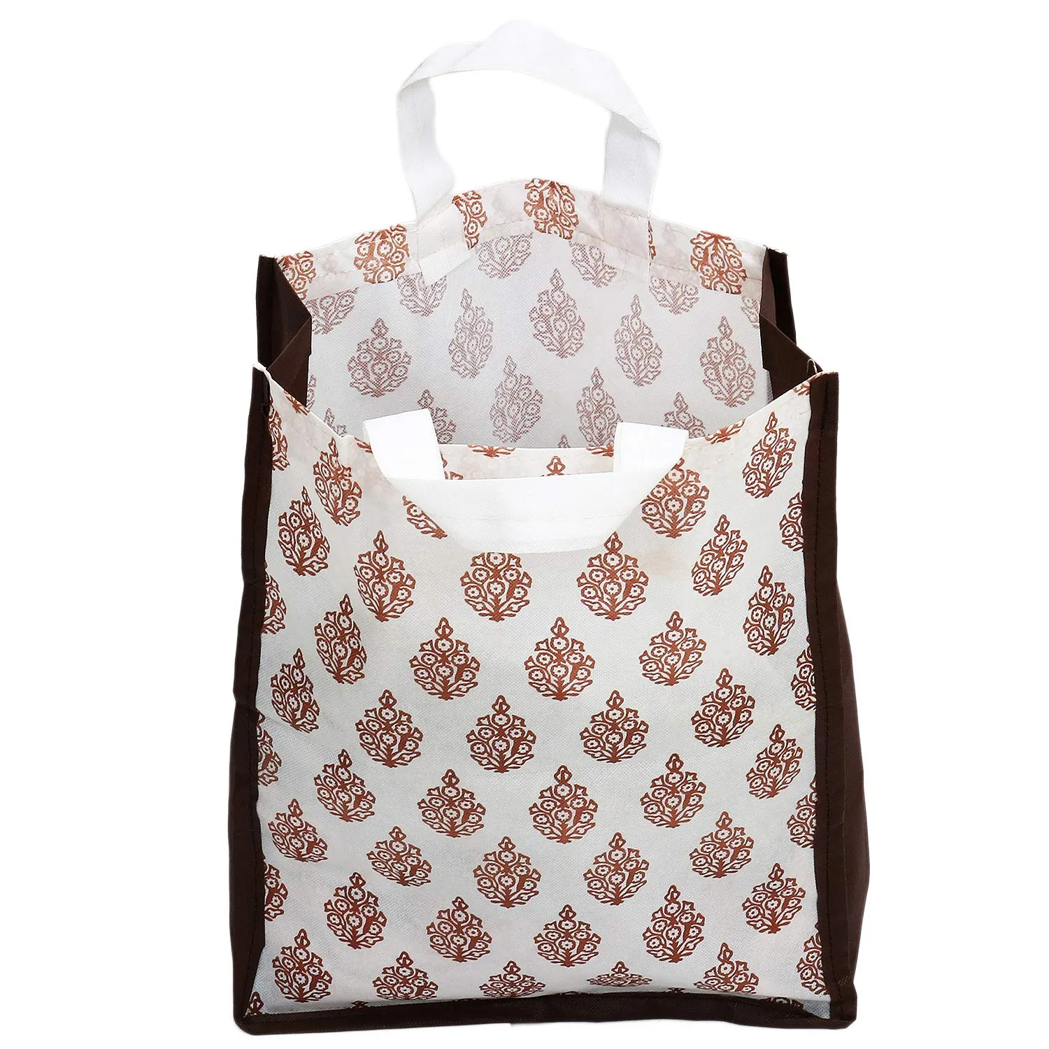 Kuber Industries Medium Size 6 Pieces Non Woven Eco-Friendly Reusable Multipurpose Shopping Carry Bags (Brown) - CTKTC030807