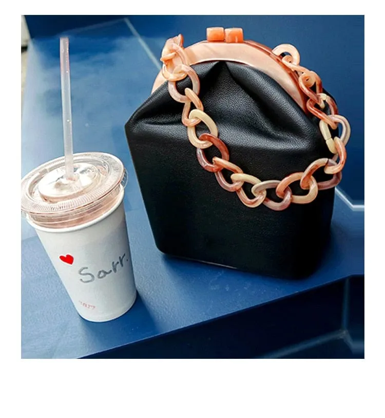 New Fashion Bucket Box Messenger With Acrylic Chains