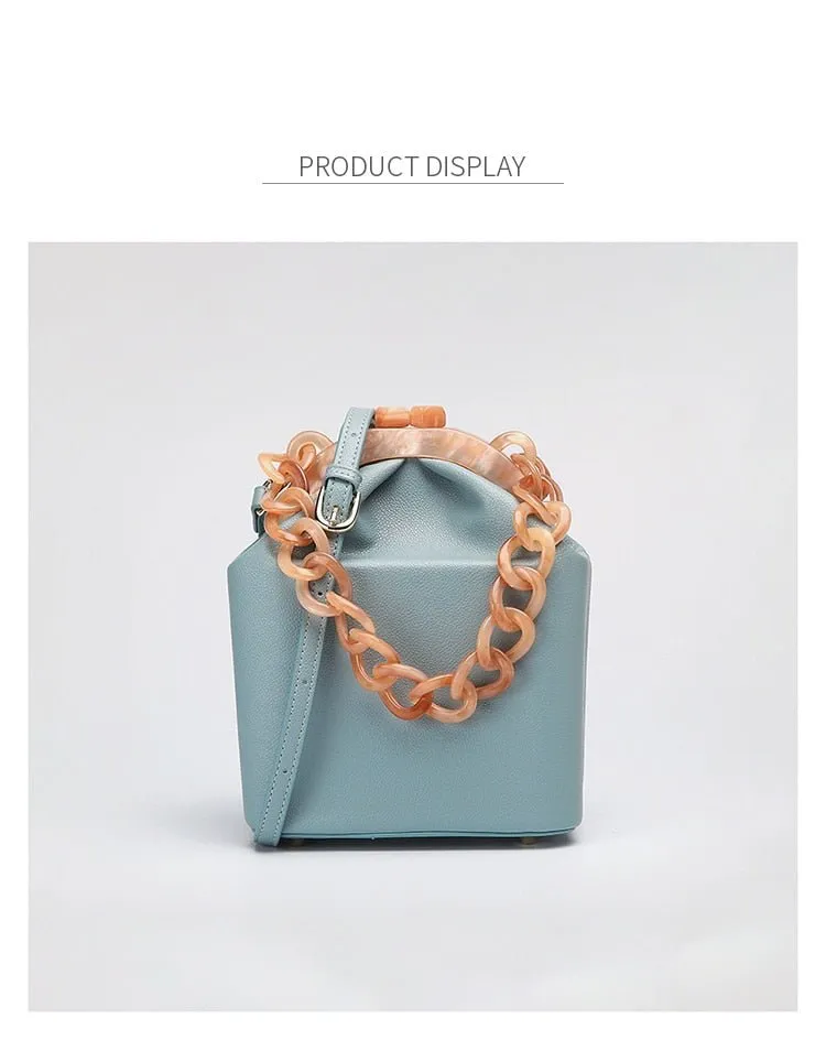 New Fashion Bucket Box Messenger With Acrylic Chains
