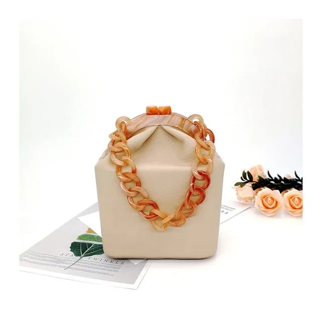 New Fashion Bucket Box Messenger With Acrylic Chains