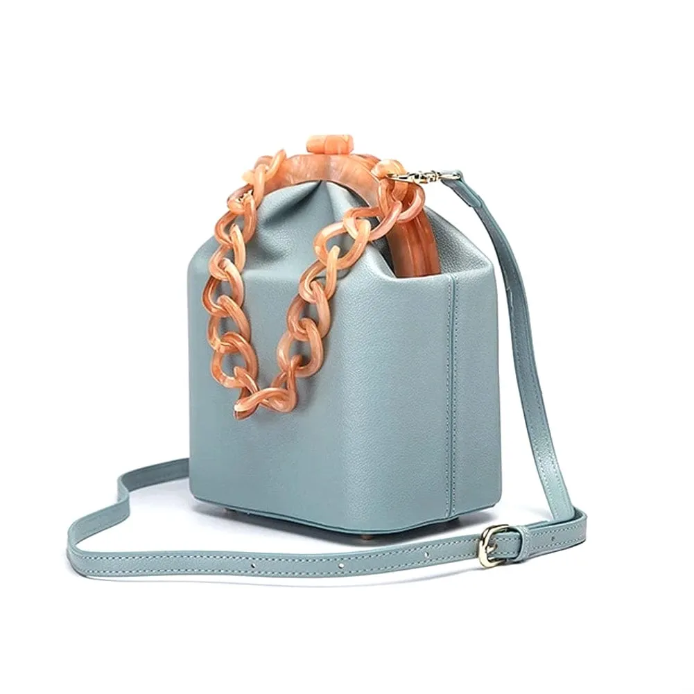 New Fashion Bucket Box Messenger With Acrylic Chains