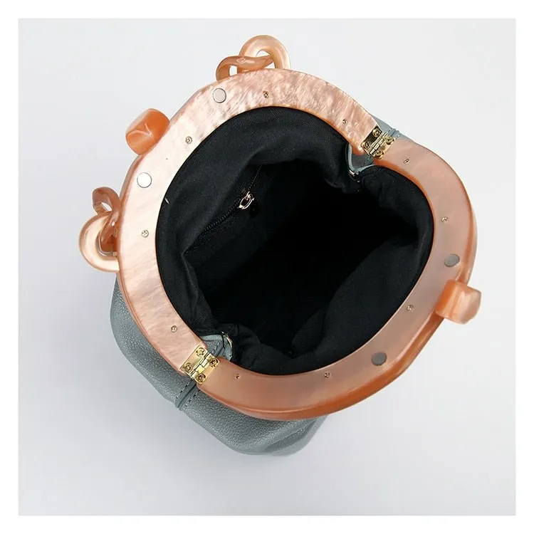 New Fashion Bucket Box Messenger With Acrylic Chains