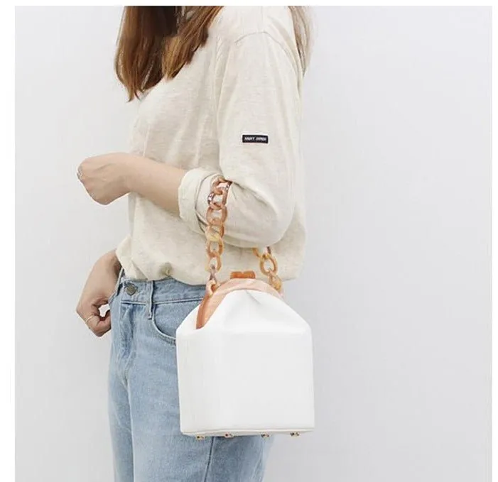 New Fashion Bucket Box Messenger With Acrylic Chains