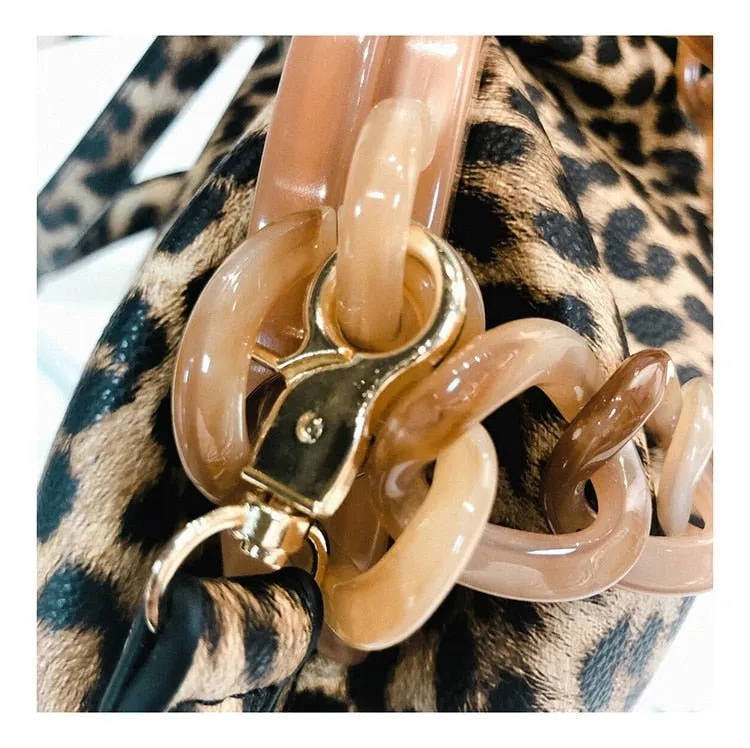New Fashion Bucket Box Messenger With Acrylic Chains