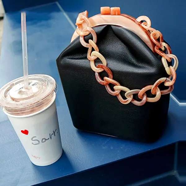 New Fashion Bucket Box Messenger With Acrylic Chains