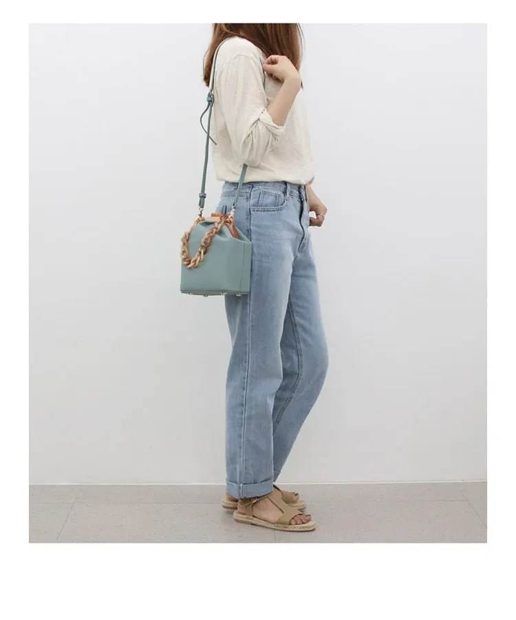 New Fashion Bucket Box Messenger With Acrylic Chains