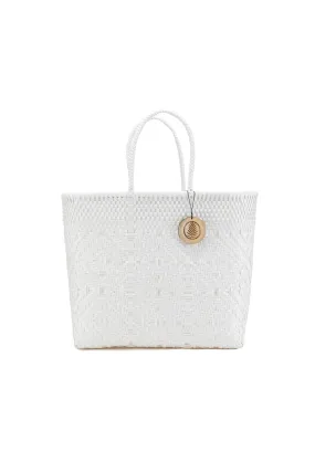 Paulina White Beach Bag