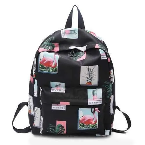 Print Patchwork Backpack - Black