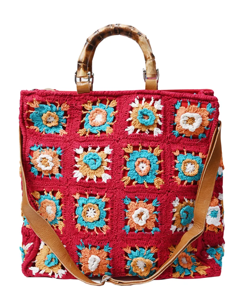 Red Tricot Beach Bag