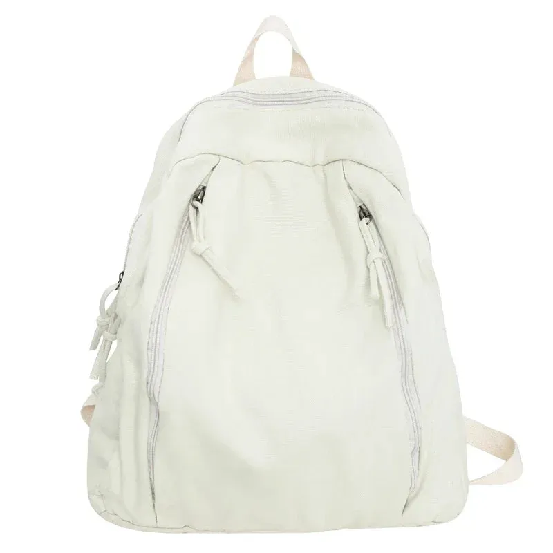 Sohiwoo American Style Cool Canvas Backpack Women Solid Color Unisex High Capacity Student College Backpack Girl Boy Travel BookBag