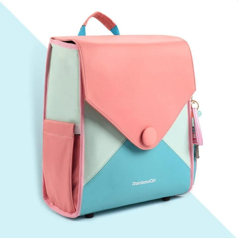 Square Waterproof School Girls Backpack: Breathable Back Children Kids Bookbag