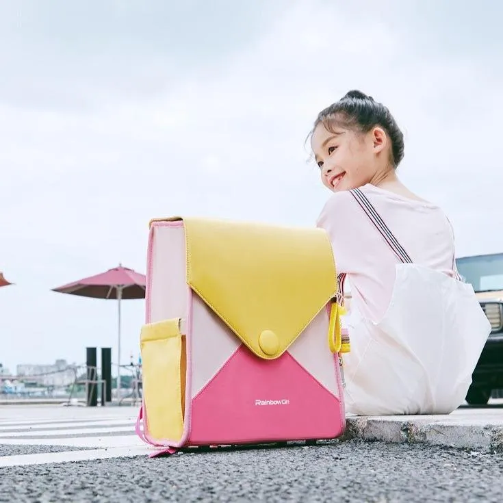 Square Waterproof School Girls Backpack: Breathable Back Children Kids Bookbag