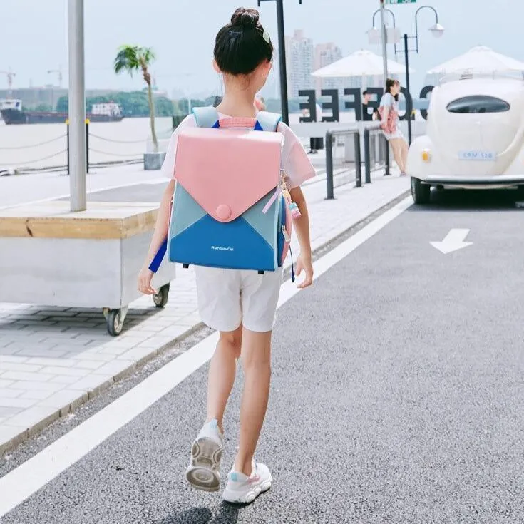 Square Waterproof School Girls Backpack: Breathable Back Children Kids Bookbag