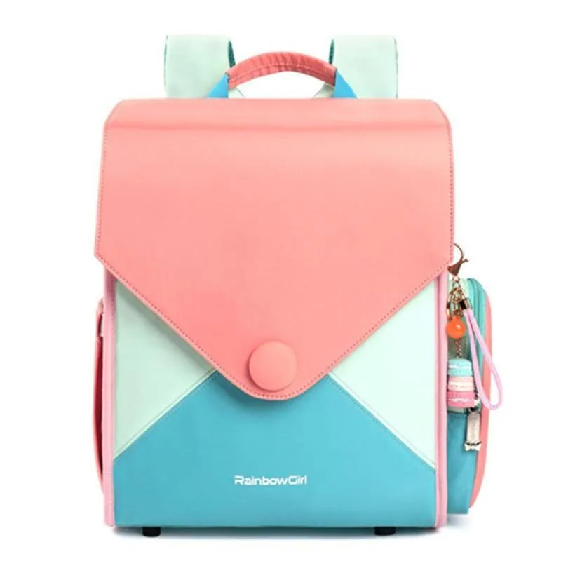 Square Waterproof School Girls Backpack: Breathable Back Children Kids Bookbag