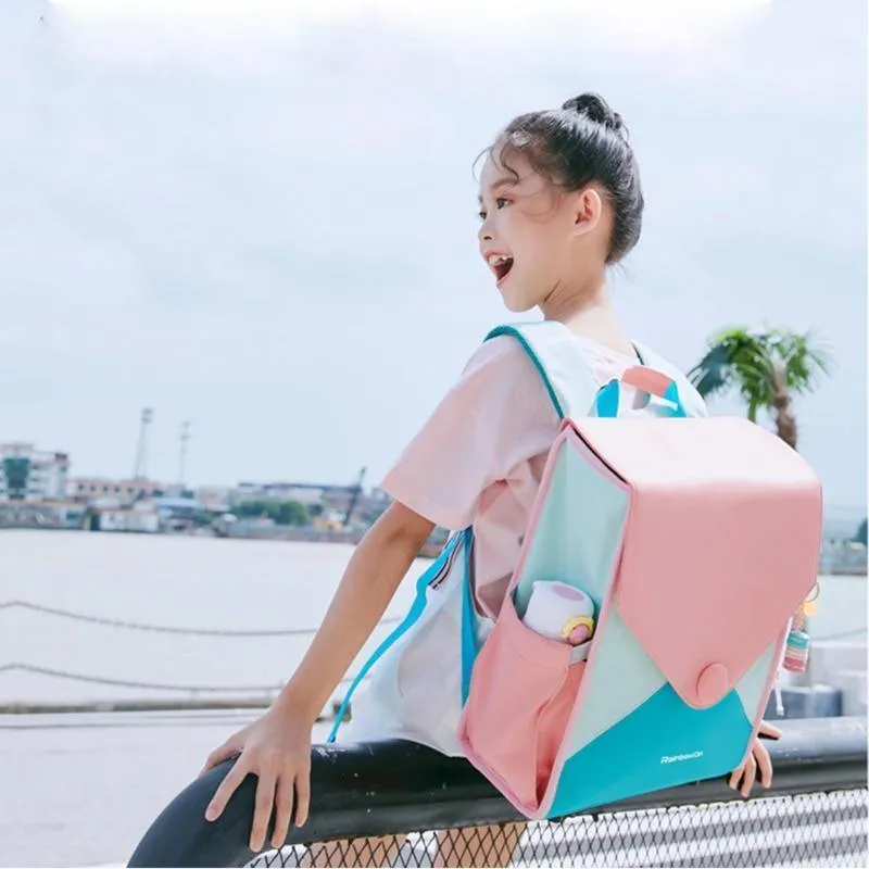 Square Waterproof School Girls Backpack: Breathable Back Children Kids Bookbag