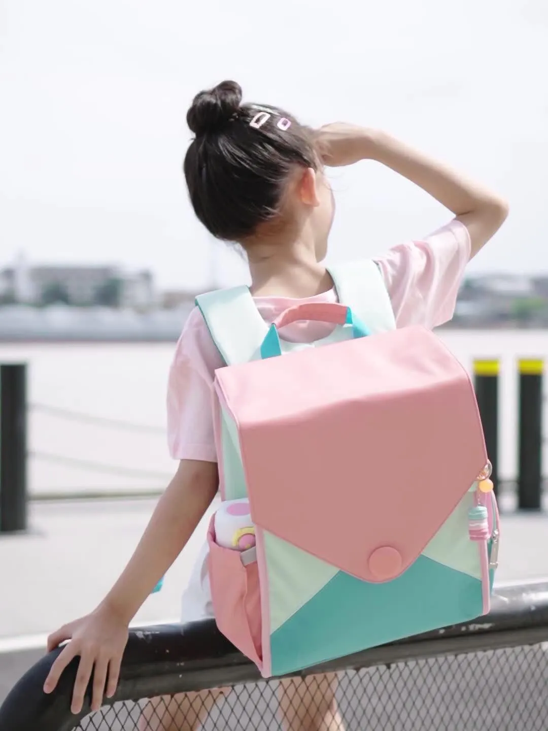 Square Waterproof School Girls Backpack: Breathable Back Children Kids Bookbag