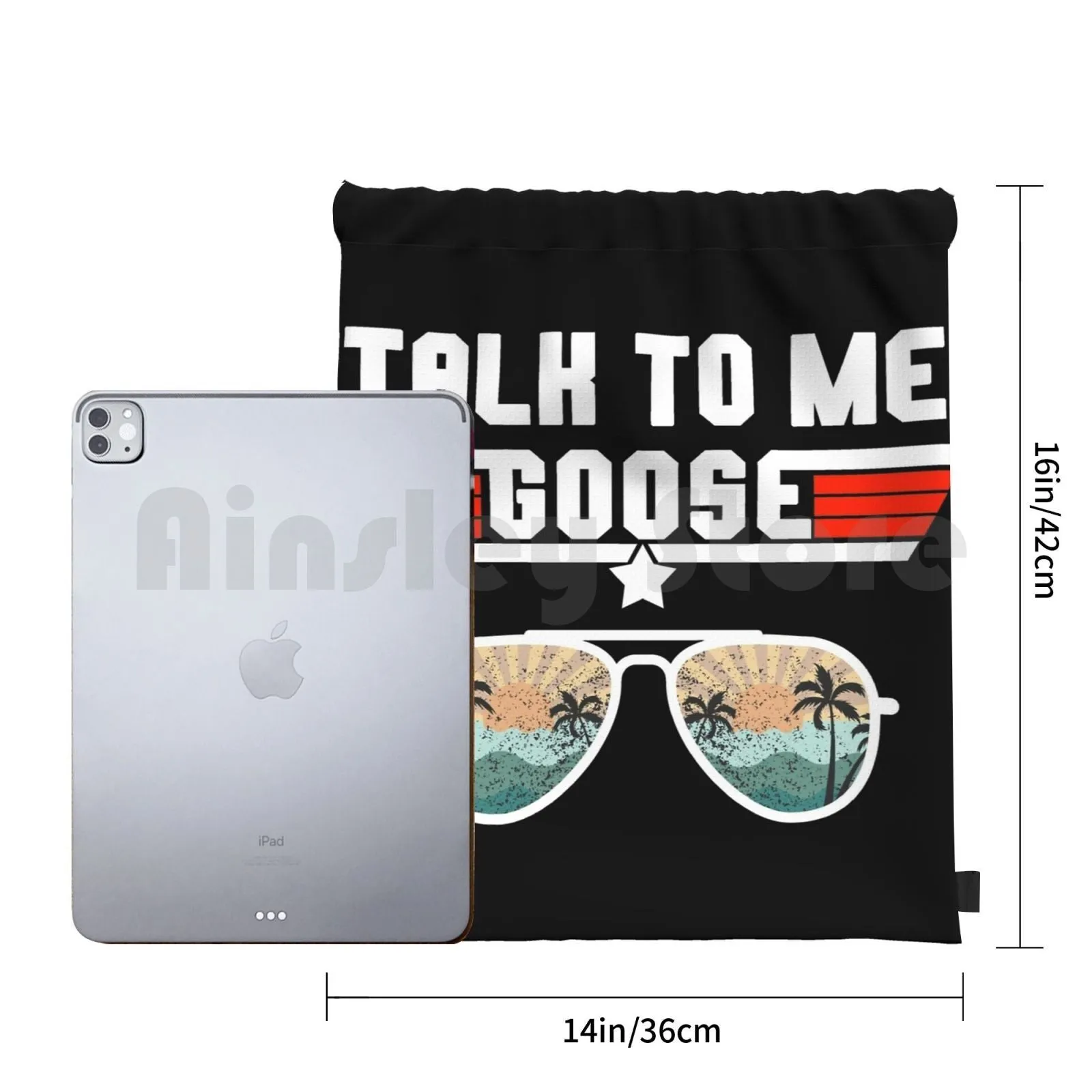 Talk To Me Goose Retro Sunset Aviator Glasses Backpack Drawstring Bag Riding Climbing Gym Bag  Maverick Goose Talk To Me