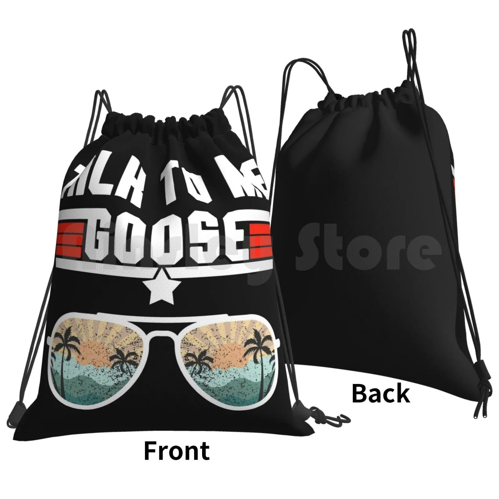 Talk To Me Goose Retro Sunset Aviator Glasses Backpack Drawstring Bag Riding Climbing Gym Bag  Maverick Goose Talk To Me