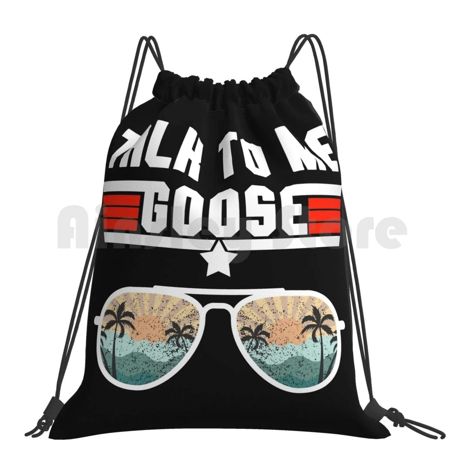 Talk To Me Goose Retro Sunset Aviator Glasses Backpack Drawstring Bag Riding Climbing Gym Bag  Maverick Goose Talk To Me