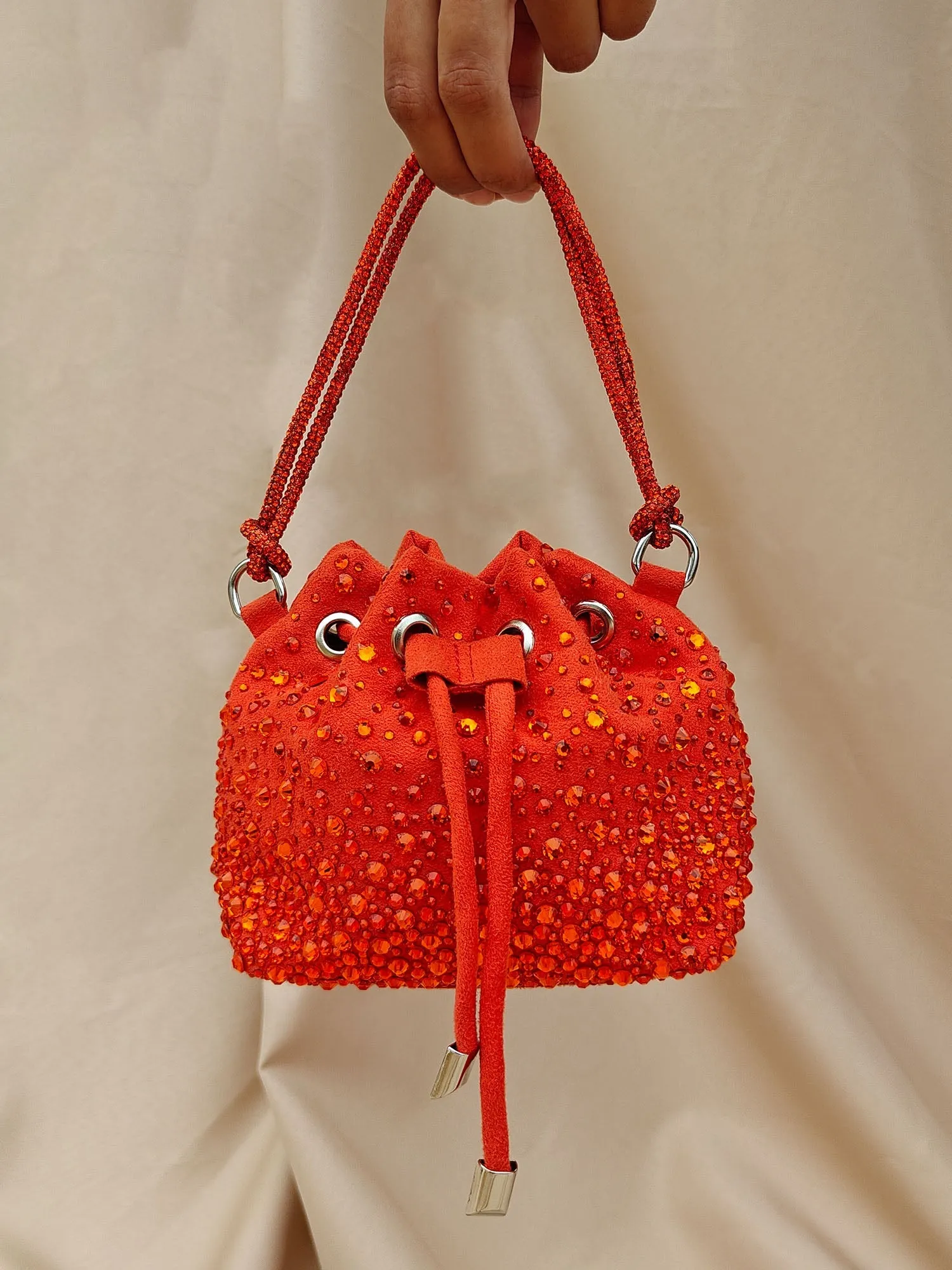 The Micro Bucket Bag in Orange