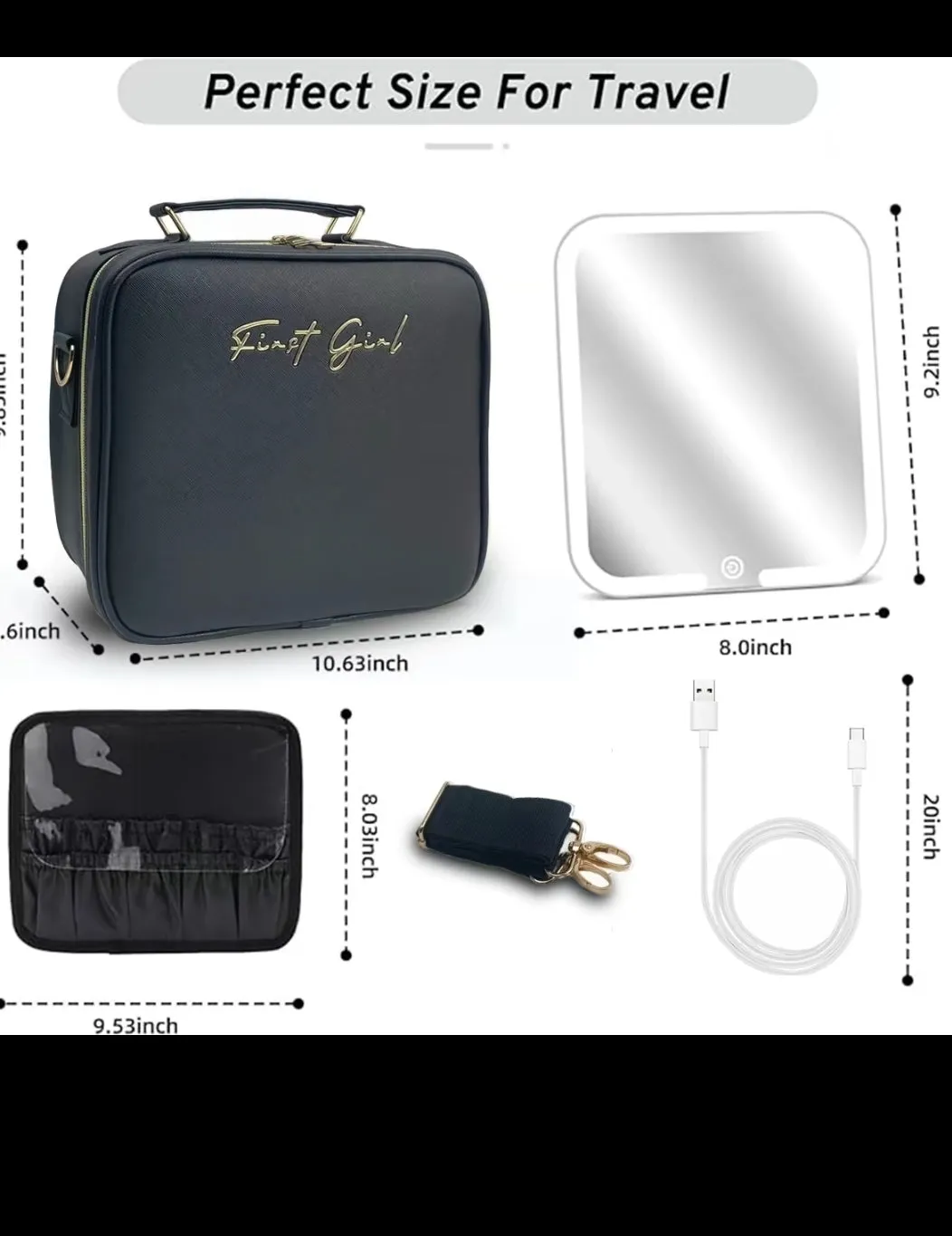 Travel Makeup Bags with Led Mirror