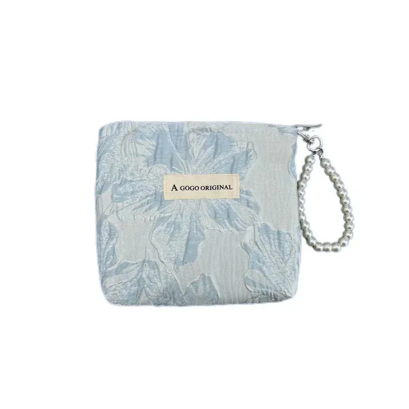 UAKISS  -  1 Piece Mini Portable Floral Makeup Case with Lanyard Fashion Exquisite Flower Small Makeup Bags for Women Lipstick Mirror Bag