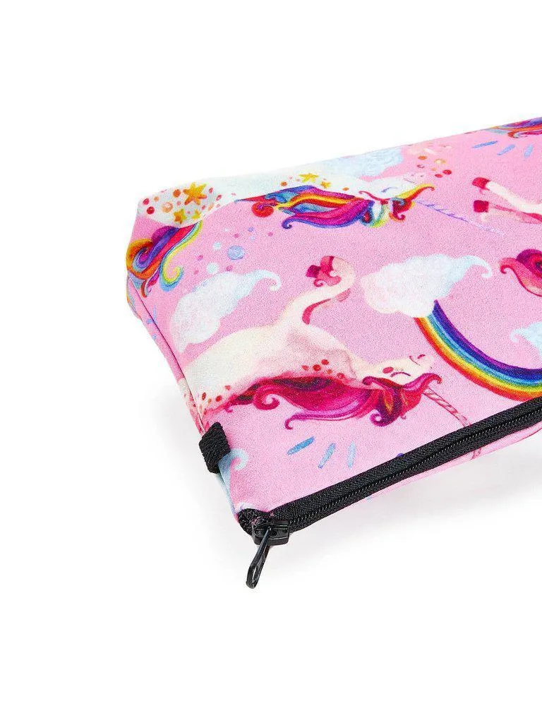 Unicorn & Rainbow Print Zipper Pouch