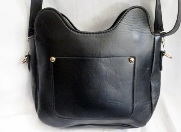 Vegan BULLDOG DOG PUP Hobo Shoulder Bag Crossbody Purse BLACK WHITE