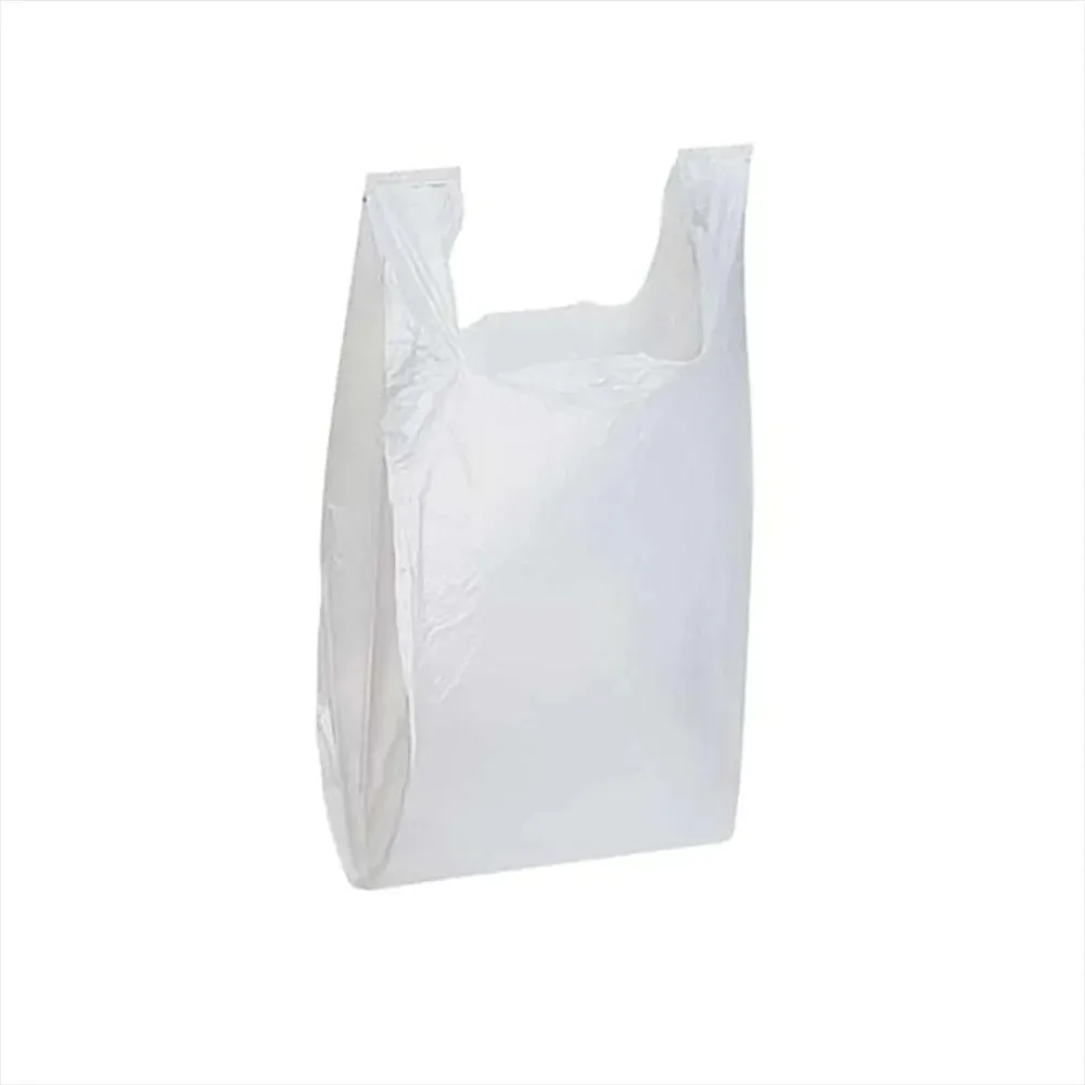 Warning T-Shirt Bag White (14 mic) 12" x 7" x 21"