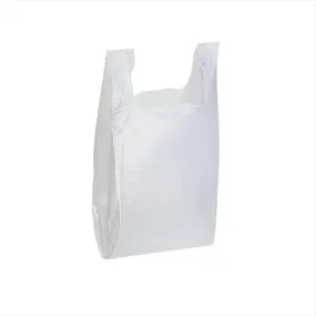 Warning T-Shirt Bag White (14 mic) 12" x 7" x 21"