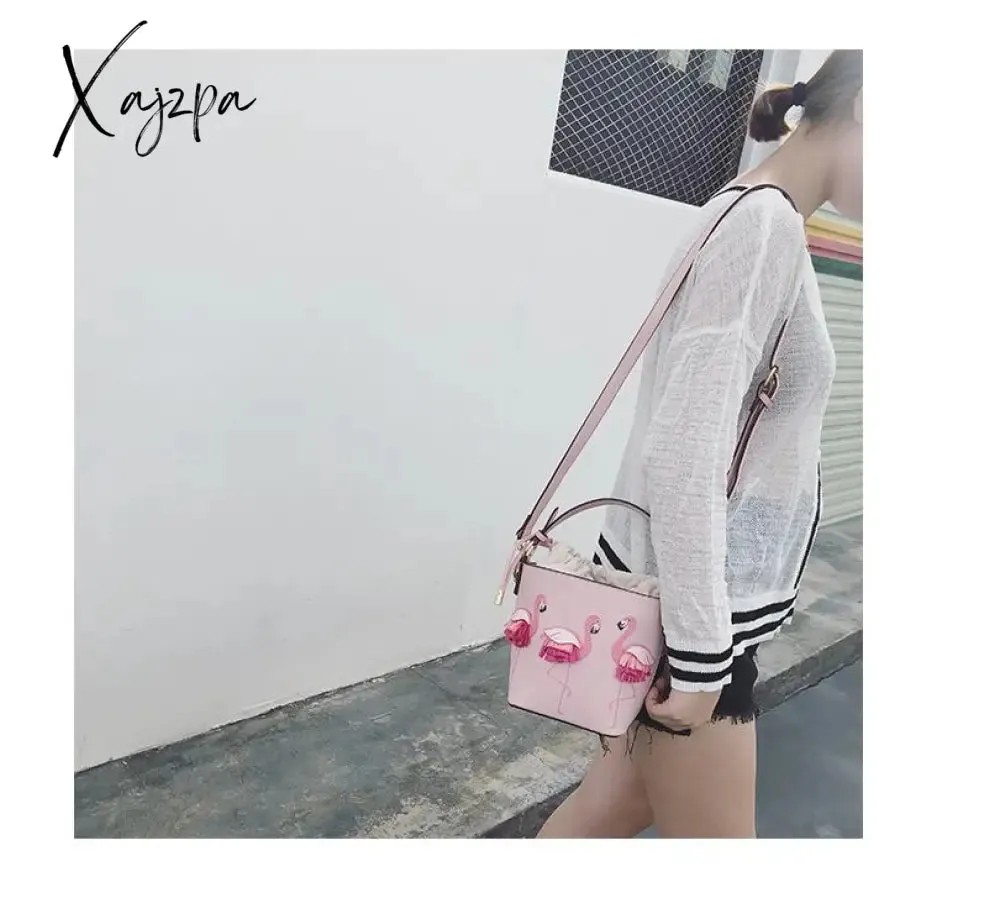 Xajzpa - quality Fashion Designer Fashion Flamingo Bucket bag Women PU Leaather Handbags Female Ladies Shoulder Bags sac a main femme Crossbody Bag