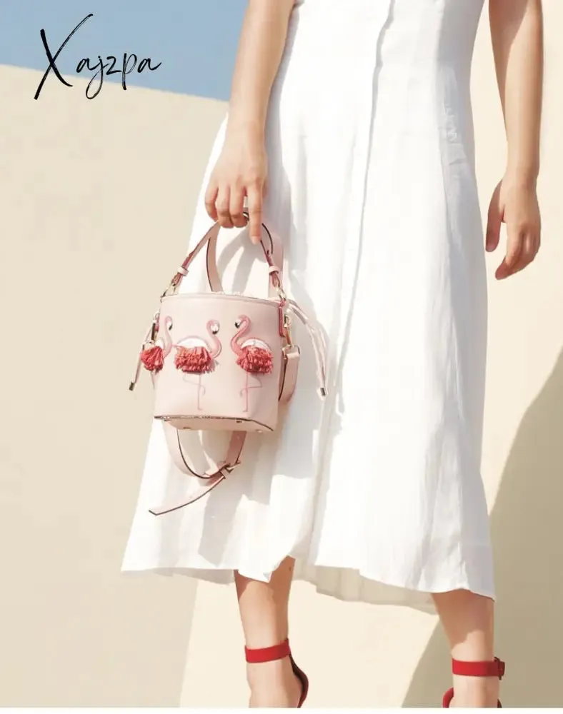 Xajzpa - quality Fashion Designer Fashion Flamingo Bucket bag Women PU Leaather Handbags Female Ladies Shoulder Bags sac a main femme Crossbody Bag