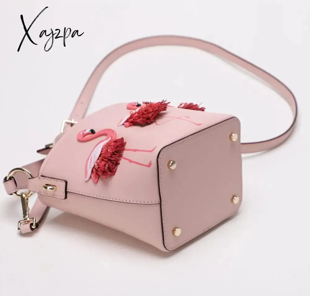 Xajzpa - quality Fashion Designer Fashion Flamingo Bucket bag Women PU Leaather Handbags Female Ladies Shoulder Bags sac a main femme Crossbody Bag