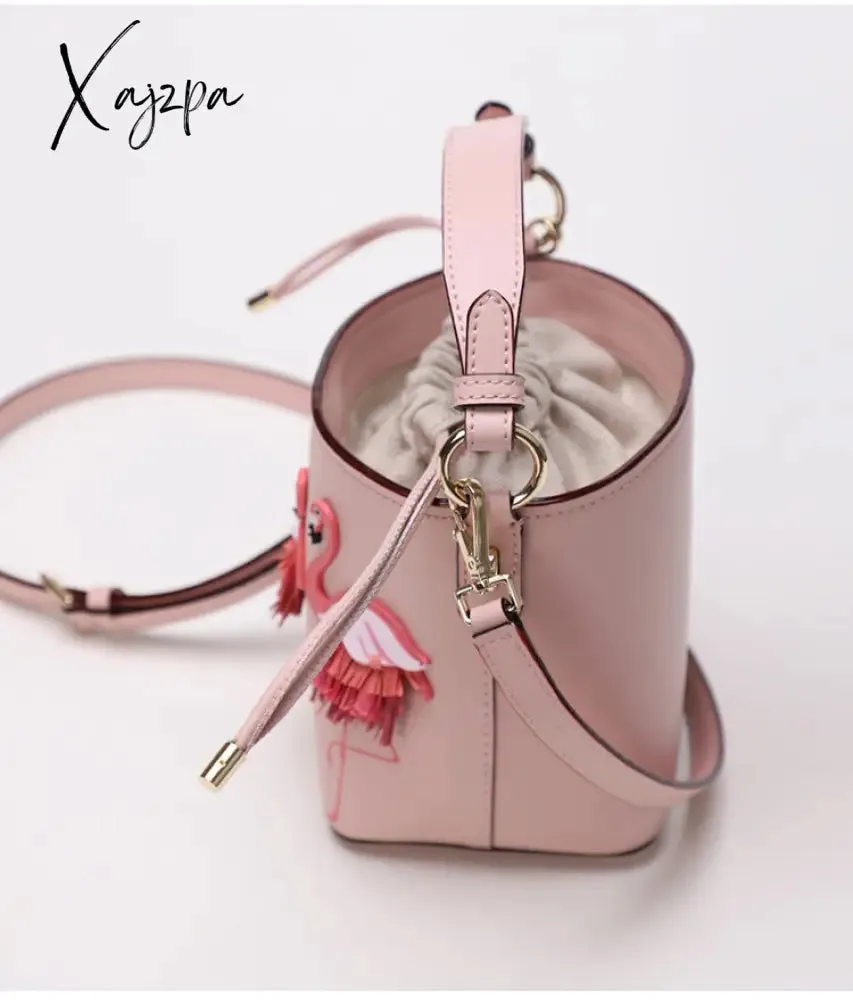 Xajzpa - quality Fashion Designer Fashion Flamingo Bucket bag Women PU Leaather Handbags Female Ladies Shoulder Bags sac a main femme Crossbody Bag
