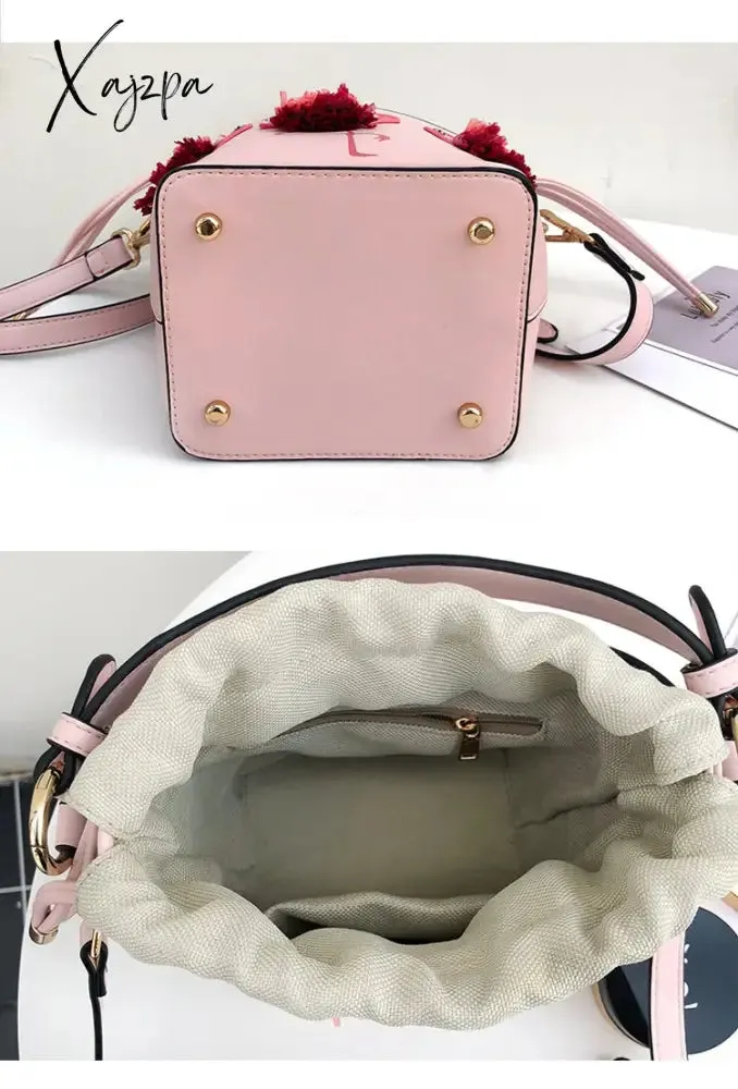 Xajzpa - quality Fashion Designer Fashion Flamingo Bucket bag Women PU Leaather Handbags Female Ladies Shoulder Bags sac a main femme Crossbody Bag